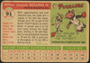 1955 Topps Milt Bolling #91 Boston Red Sox Fair Example A back of card