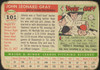 1955 Topps Johnny Gray #101 Kansas City Athletics Low Grade - Creases Example A back of card