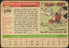 1955 Topps Frank Sullivan #106 Boston Red Sox Low Grade - Creases — Example A back of card