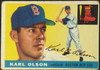 1955 Topps Karl Olson #72 Boston Red Sox Fair — Example A front of card