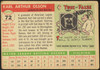1955 Topps Karl Olson #72 Boston Red Sox Fair — Example A back of card