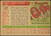 1955 Topps Bobby Hofman #17 New York Giants Fair Example A back of card