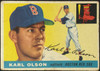 1955 Topps Karl Olson #72 Boston Red Sox Fair Example B front of card