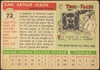 1955 Topps Karl Olson #72 Boston Red Sox Fair Example B back of card