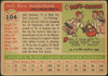 1955 Topps Jack Harshman #104 Chicago White Sox Low Grade - Creases — Example B back of card