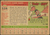 1955 Topps Tom Hurd #116 Boston Red Sox Fair back of card
