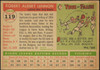 1955 Topps Bob Lennon #119 New York Giants Low Grade - Creases Example A back of card