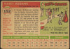1955 Topps Harry Agganis #152 Boston Red Sox RC Fair — Example B back of card