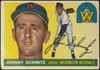 1955 Topps Johnny Schmitz #159 Washington Senators Low Grade - Creases Example B front of card