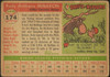 1955 Topps Rudy Minarcin #174 Cincinnati Redlegs High Number Low Grade - Creases — Example B back of card
