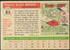 1955 Topps Tom Brewer #83 Boston Red Sox RC Low Grade - Creases — Example B back of card