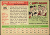 1955 Topps Johnny Podres #25 Brooklyn Dodgers Low Grade - Creases Example B back of card