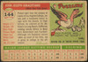 1955 Topps Joey Amalfitano #144 New York Giants Fair — Example B back of card