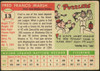 1955 Topps Fred Marsh #13 Baltimore Orioles Low Grade - Creases — Example B back of card