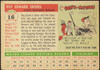 1955 Topps Roy Sievers #16 Washington Senators Fair Example C back of card