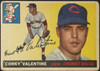 1955 Topps Corky Valentine #44 Cincinnati Redlegs Low Grade - Creases Example B front of card