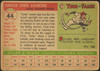 1955 Topps Corky Valentine #44 Cincinnati Redlegs Low Grade - Creases Example B back of card