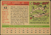 1955 Topps Harvey Haddix #43 St. Louis Cardinals Low Grade - Creases — Example B back of card