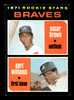 1971 Topps Oscar Brown, Earl Williams #52 Atlanta Braves Rookie Stars RC Good front of card