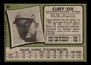 1971 Topps Casey Cox #82 Washington Senators VG — Example B back of card
