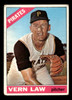 1966 Topps Vern Law #15 Pittsburgh Pirates Low Grade - Creases front of card