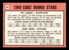 1969 Topps Vic LaRose / Gary Ross #404 Cubs Rookies RC VG-EX back of card