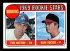 1969 Topps Alan Foster / Tom Hutton #266 Dodgers Rookies RC VG front of card