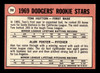 1969 Topps Alan Foster / Tom Hutton #266 Dodgers Rookies RC VG back of card