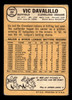 1968 Topps Vic Davalillo #397 Cleveland Indians VG-EX back of card
