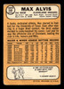 1968 Topps Max Alvis #340 Cleveland Indians VG back of card