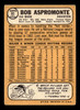 1968 Topps Bob Aspromonte #95 Houston Astros VG-EX back of card