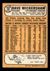 1968 Topps Dave Wickersham #288 Pittsburgh Pirates VG-EX back of card
