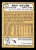 1968 Topps Ray Oyler #399 Detroit Tigers VG back of card
