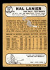 1968 Topps Hal Lanier #436 San Francisco Giants Poor back of card