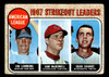 1968 Topps Dean Chance / Jim Lonborg / Sam McDowell #12 1967 AL Strikeout Leaders VG-EX — Example B front of card