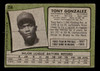1971 Topps Tony Gonzalez #256 California Angels Low Grade - Creases - Back