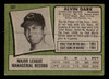 1971 Topps Alvin Dark #397 Cleveland Indians Low Grade - Creases - Back