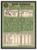 1967 Topps Baseball Don Dennis #259 VG-EX back of card