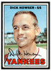 1967 Topps Baseball Dick Howser #411 Low Grade - Marks front of card