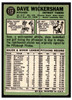1967 Topps Baseball Dave Wickersham #112 VG-EX back of card