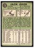 1967 Topps Baseball Jack Aker #110 VG back of card