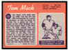 1970 Topps Tom Mack #151 Low Grade - Creases — Example A back of card