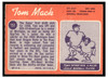 1970 Topps Tom Mack #151 Low Grade - Creases — Example B back of card