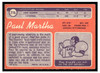 1970 Topps Paul Martha #216 Low Grade - Creases — Example A back of card