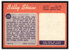 1970 Topps Football Billy Shaw #229 Good — Example A back of card