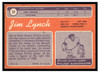 1970 Topps Football Jim Lynch #51 VG back of card