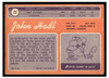 1970 Topps Football John Hadl #73 VG back of card