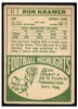 1968 Topps Football Ron Kramer #51 VG back of card