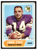 1968 Topps Football Fred Cox #107 VG front of card