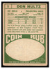 1968 Topps Football Don Hultz #6 VG back of card